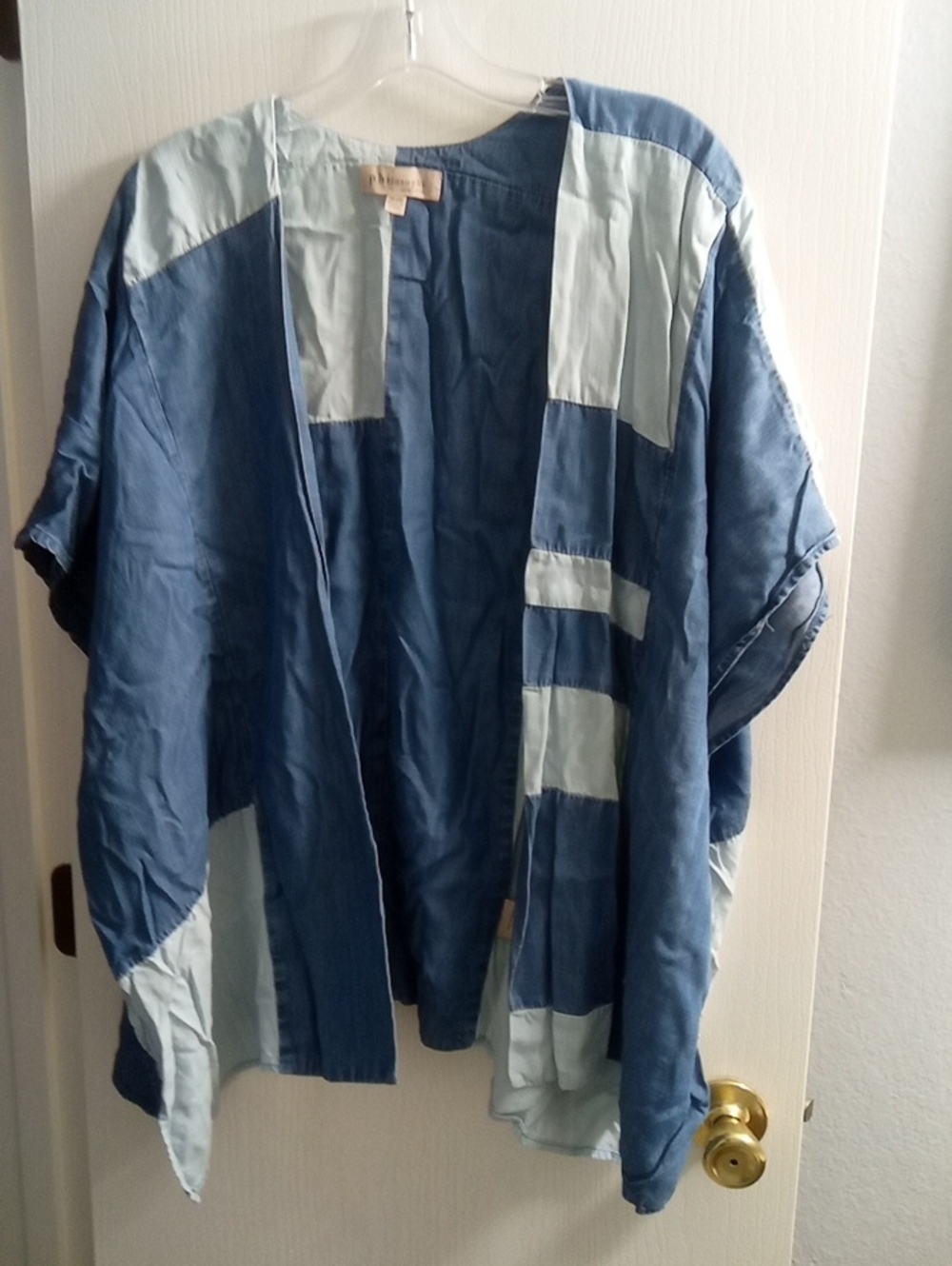 Philosophy Patchwork Blue and Light Blue Open Kimono